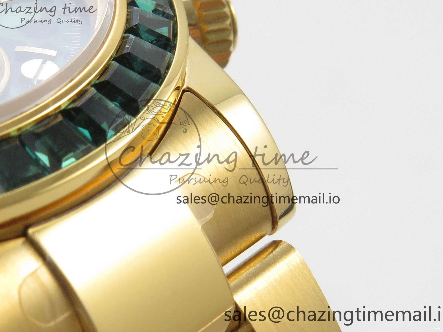 Bezel YG Crystals MPF SA4801 Skeleton Bracelet Custom 40mm Modded Green Dial Daytona on 0427